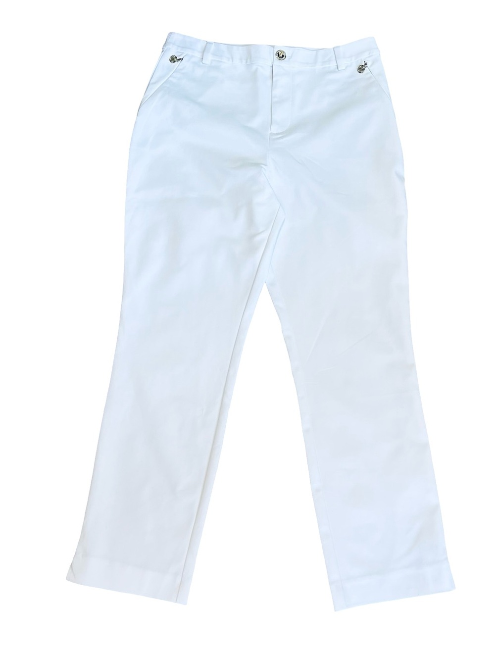 Lilly Pulitzer Women’s 12 White Luxetic Pants Ana High Rise Straight Leg Ankle - Picture 3 of 16